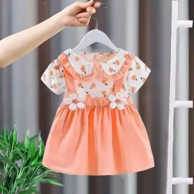 2025 Summer Cute Kids Western Dress Pink Half Sleeve Skirt