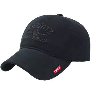 Black Korean Outdoor Cap with Adjustable Strap