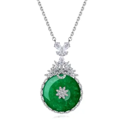 Green Chrysoprase Pendant Necklace for Women