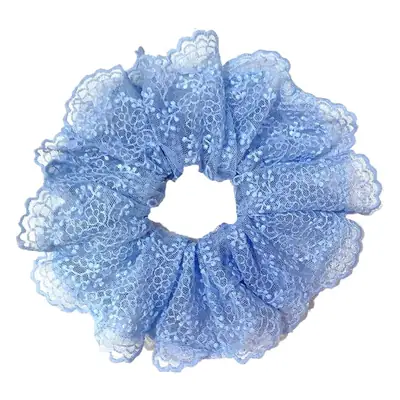 Blue Lace Embroidered Wave Bow Hair Ring