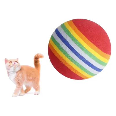 Cat Self-Entertainment Toy Eva Small Size 35mm Rainbow Ball Cat Toy Ball Colorful Elastic Silent Ball to Amuse Cats Silently