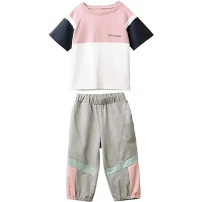 Girls Suit 2025 New Summer Style Internet Celebrity Short-Sleeved Summer Suit Medium and Large Children's Pure Cotton Trendy Medium Pants Two-Piece Set