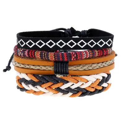 European American Retro Woven Cowhide Bracelets Bohemian Style