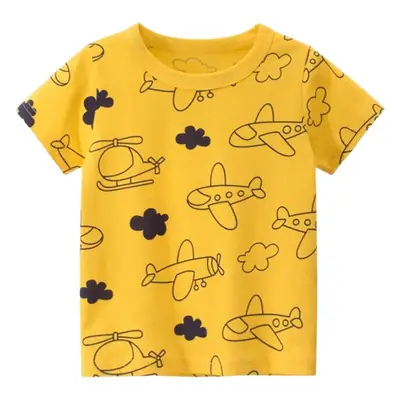Kids' Yellow Airplane T-Shirt 2025 Summer Dropshipping