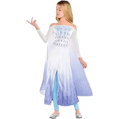 Elsa Princess Frozen Dress One-Piece Cape Costume