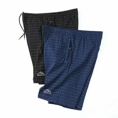 Men Cotton Grid Shorts Large Beach Wear