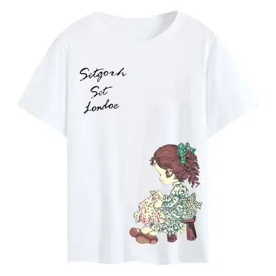 Women Pink Nice Dogs Printed T-Shirt 2024 Summer