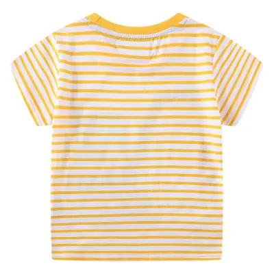 Boys Striped T-Shirt with Construction Car Print