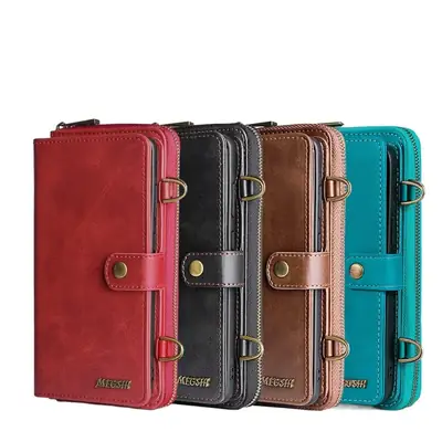 Red Leather Crossbody Wallet for iPhone 15