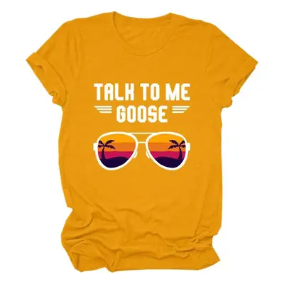 Women Casual Talk to Me Goose T-Shirt Black