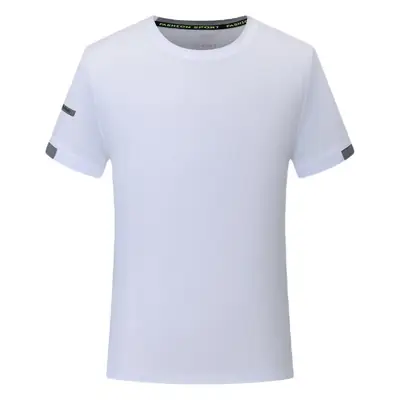 Men Neon Yellow Cotton Round Neck T-Shirt Casual Sportswear