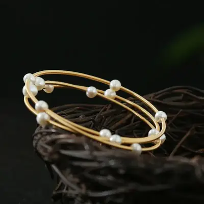 Gold Multi-layer Pearl Bracelet for Women