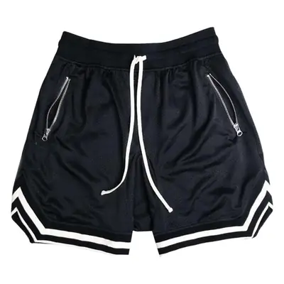 Men's Pink Mesh Running Shorts with Zip Pockets