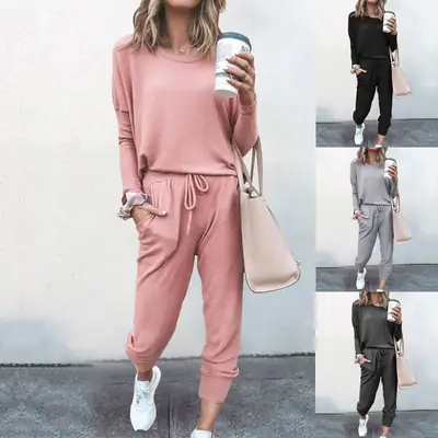Black Long Sleeve Casual Track Suit for Women