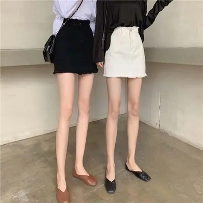 Denim High Waist Short Skirts Women Summer White Black