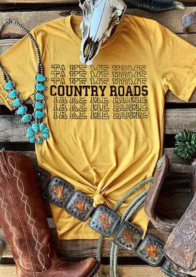 Country Roads T-Shirt Take Me Home Yellow
