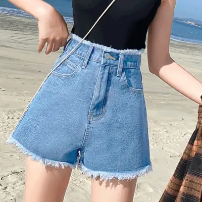 Women Wide Pine Summer Denim Shorts 2020