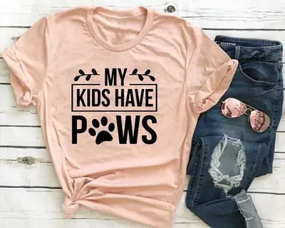 Kids T-Shirt "My Kids Have Paws" Pink
