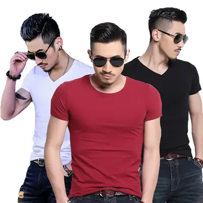 20 Men V-Neck Slim Fit T-Shirt Set