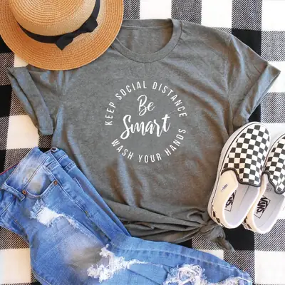 Keep Social Distance T-Shirt White Hand Wash