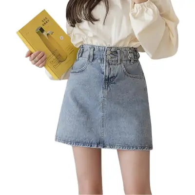 Women Denim High Waist Skirt 2025 Spring Summer
