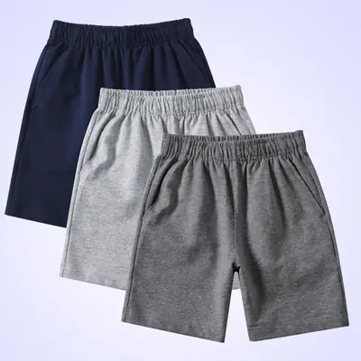 Children's Dark Blue Cotton Sports Shorts Boys