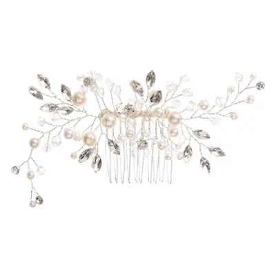 Crystal Pearl Wedding Hair Comb with Branch Design