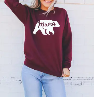 Mama Print Long Sleeve Sweater Green