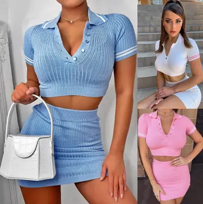 2020 Cross-border Summer Short Sleeve Skirt Set