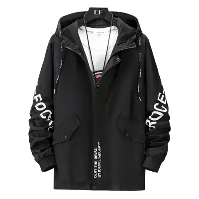 Men's Red Hooded Jacket Large Spring Autumn Korean Style