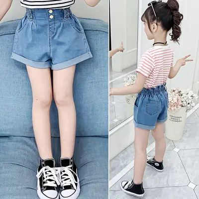 Girls Denim Shorts 2025 Cotton Outerwear Middle Large