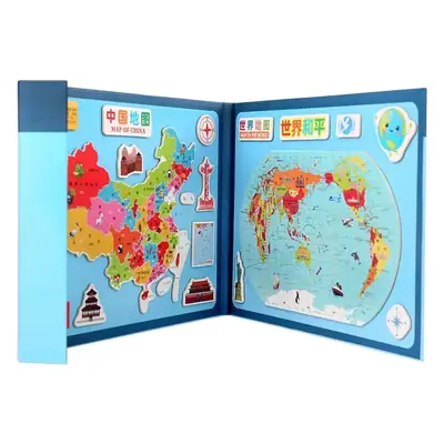 Wooden Magnetic China World Map Puzzle for Kids