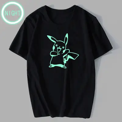 Pokemon Pikachu T-Shirt Black Cotton Night Light