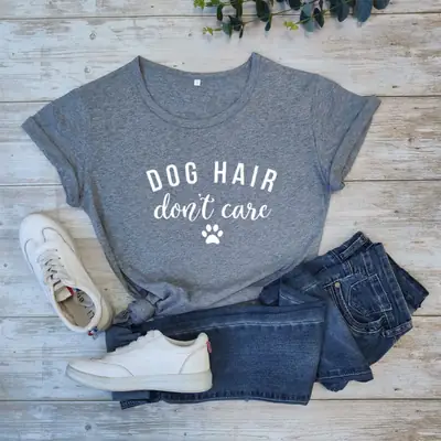 Dog Hair Don't Care T-Shirt Navy Blue Short Sleeve