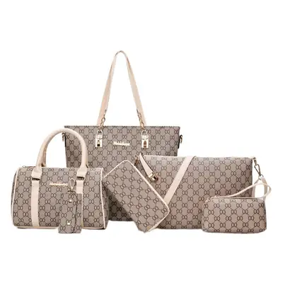 Pu 6-Piece Women's High-End Bag Set Blue Grey