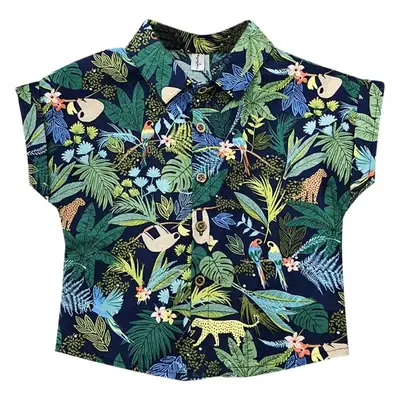 Kids Korean Style Floral Short Sleeve Shirt White Shorts Set