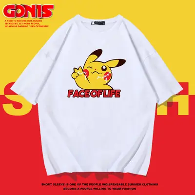 Pink Pikachu Faceoflume Cotton T-Shirt for Men Women
