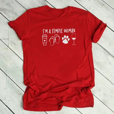 Red I'm a Simple Woman Graphic T-Shirt Short Sleeve