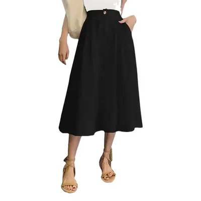 French High-Waisted Black Skirt for Women 2023