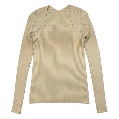 Women Knitted Jacket Red French Square Collar 2021