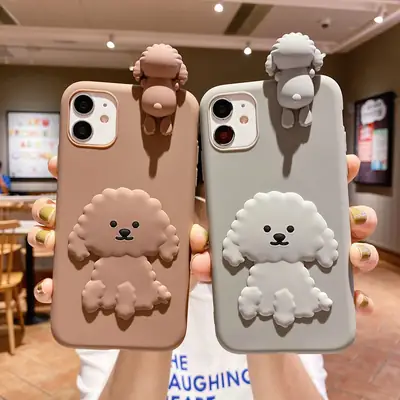 Women Soft Silicone iPhone Case with Cute Dog Design