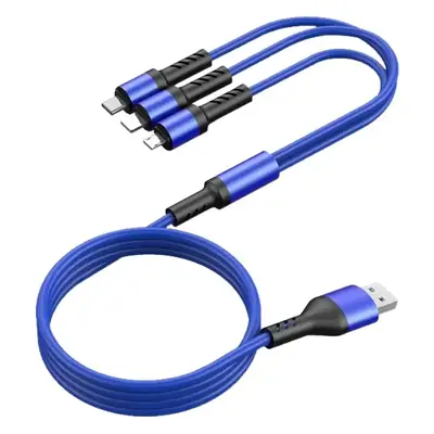 Orange 3-in-1 Fast Charging Braided Cable for Mobile Phones