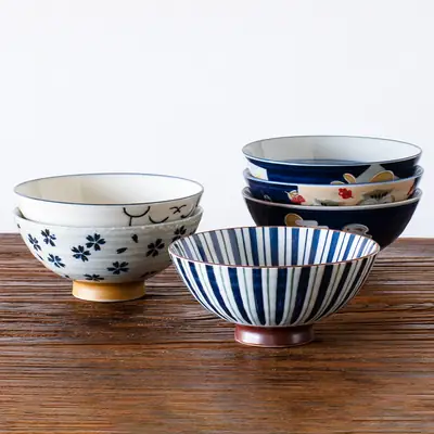 Japanese Imported Ceramic Rice Bowl Microwaveable Anti-Scalding