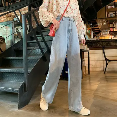 Women Wide Leg Jeans 2020 Summer High Waist Straight Drop