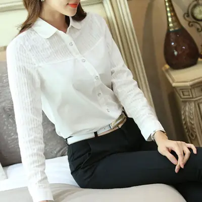 Korean Style White Collar Shirt with Slim Fit Pants