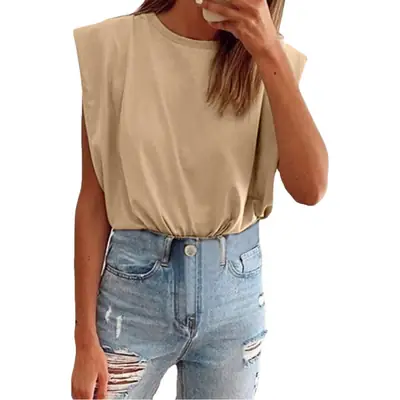 2020 Sleeveless Women's Black Vest Pure Color Knitted