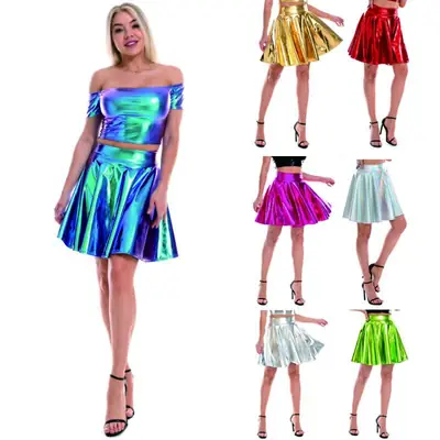 Pink Pleated Swing Skirt for Women Large Size