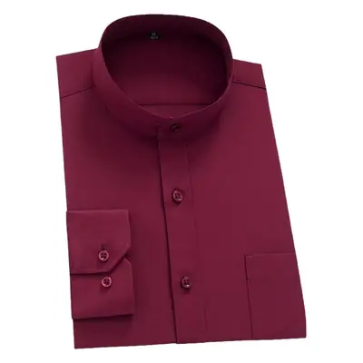 Men's Long Sleeve Black Formal Shirt Zhongshan Style