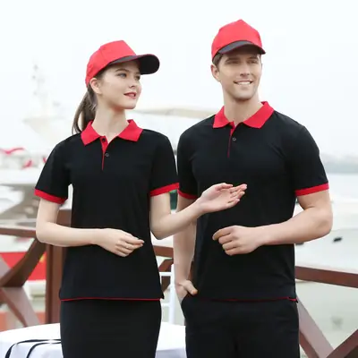 Men Red Polo T-Shirt Short Sleeve Casual Wear