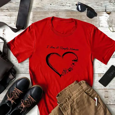 Black Heart Print T-Shirt for Women Short Sleeve